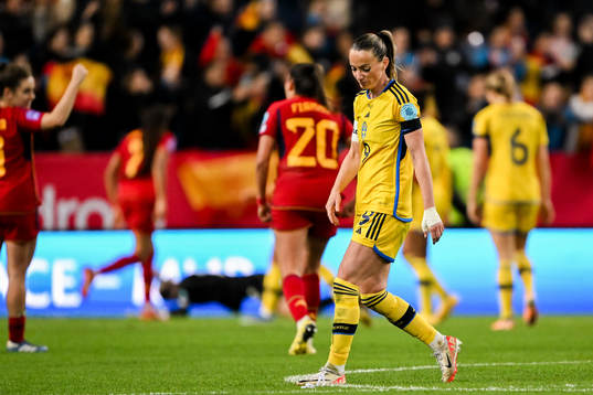Kosovare Asllani of Sweden looks dejected