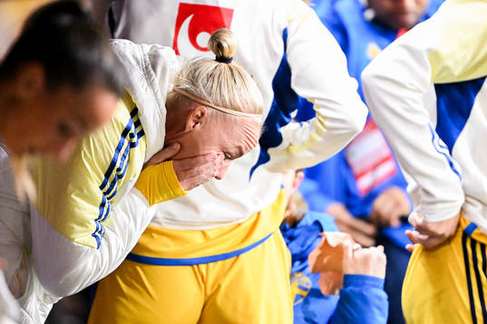 Caroline Seger of Sweden looks dejected