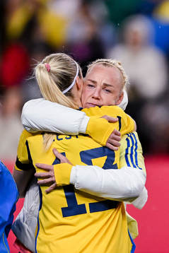 Caroline Seger and Amanda Ilestedt of Sweden