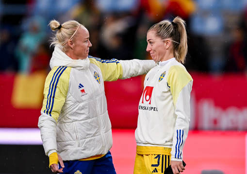 Caroline Seger and Linda Sembrant of Sweden