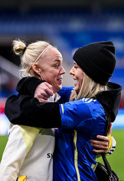 Caroline Seger and Olivia Schough of Sweden