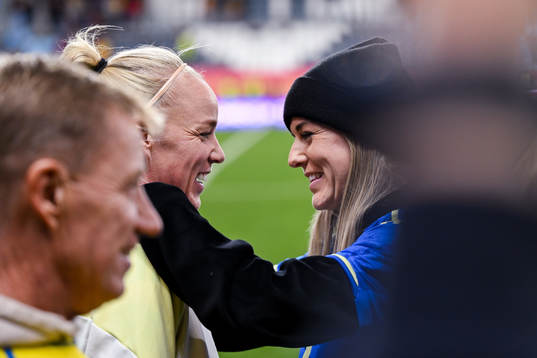 Caroline Seger and Olivia Schough of Sweden