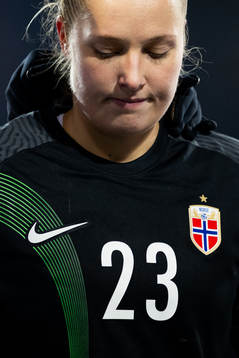 Goalkeeper Aurora Mikalsen of Norway looks dejected