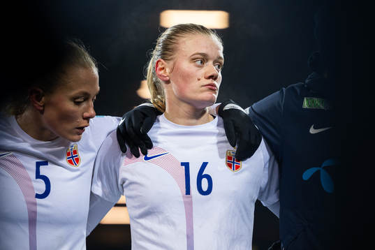 Mathilde Harviken of Norway looks dejected