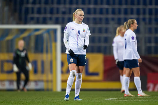 Karina Sævik of Norway looks dejected