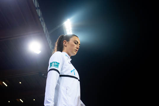 Ingrid Syrstad Engen of Norway enters the pitch