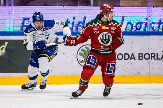 Leksands IFs Patrik Noren och Frölunda HCs Linus Öberg