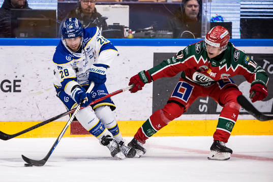 Leksands IFs Justin Glenn Kloos och Frölunda HCs Erik Borg