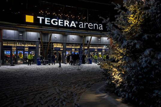 Tegera arena innan ishockeymatchen i SHL mellan Leksand och