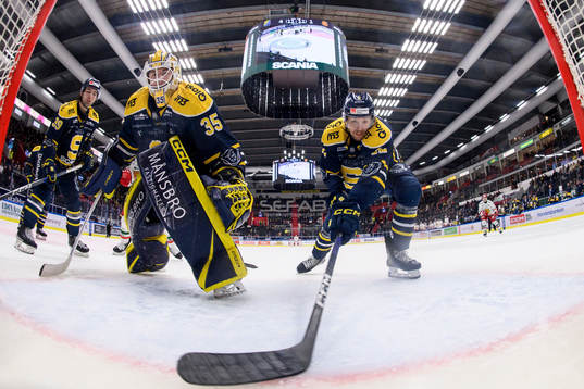 Södertäljes målvakt Tomas Sholl och Viktor Liljegren