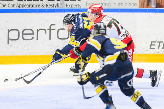 HV71s Fredrik Forsberg och Frölundas David Edstrom