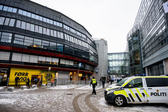 General exterior view of Ullevaal stadion and police