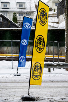 Banners of the two teams outside Ullevaal stadion