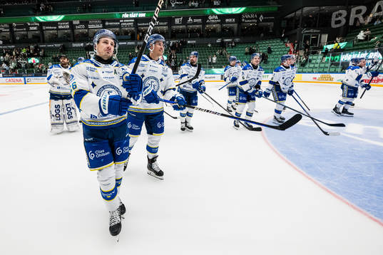 Leksands Patrik Noren  och Jon Knuts jublar