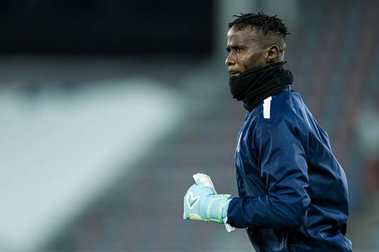 Serigne Mor Mbaye of Kristiansund warms up