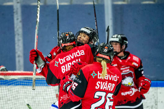 Malmö Redhawks Avery Webster jublar med lagkamraterna