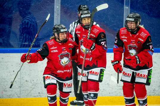 Malmö Redhawks Frida Kielstrup, Avery Webster och Nele