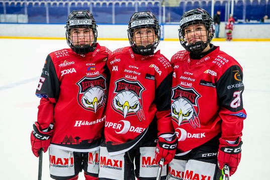 Malmö Redhawks Frida Kielstrup, Marion Bladh och Emilia
