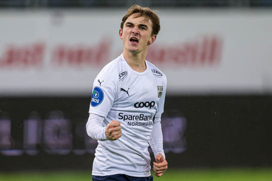 Marius Broholm of Kristiansund celebrates