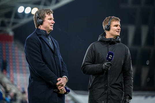 Jesper Mathisen and  Eirik Nesset Hjelvik of broadcaster TV