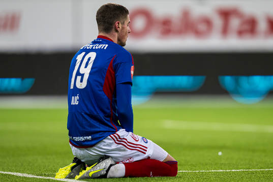Andrej Ilic of Vålerenga looks dejected
