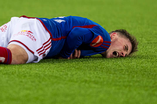 Christian Borchgrevink of Vålerenga in pain