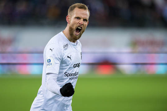 Dan Peter Ulvestad of Kristiansund celebrates
