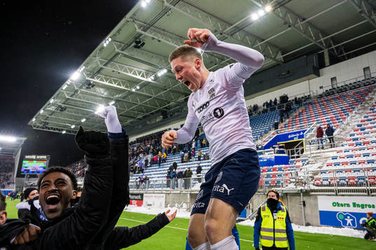 Torgil Gjertsen of Kristiansund celebrates promotion