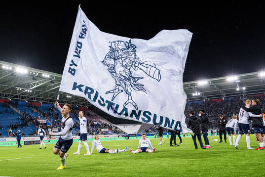 Torgil Gjertsen of Kristiansund celebrates promotion