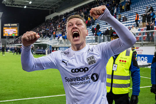 Torgil Gjertsen of Kristiansund celebrates promotion