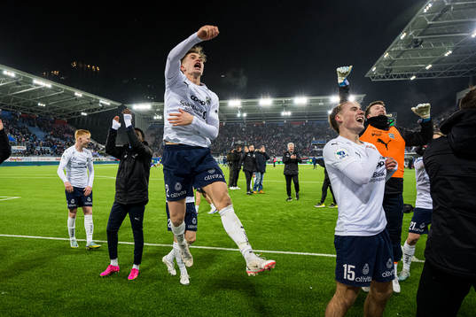 Snorre Strand Nilsen of Kristiansund celebrates promotion