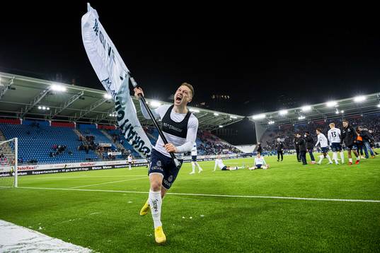Torgil Gjertsen of Kristiansund celebrates promotion