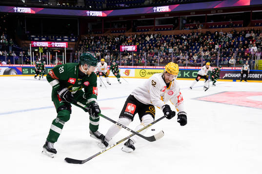 Marcus Westfält of Färjestad and Arvid Lundberg of