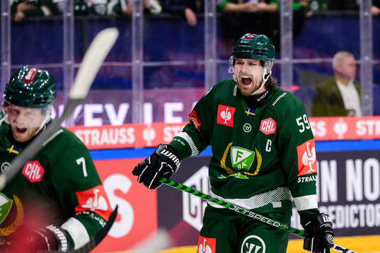 Linus Johansson of Färjestad looks dejected