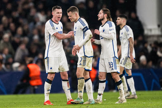 Lukas Lerager, Viktor Claesson and Rasmus Falk of FC