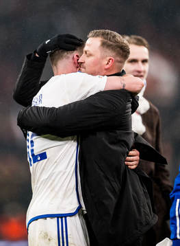 Lukas Lerager of FC Copenhagen of Head coach Jacob Neestrup