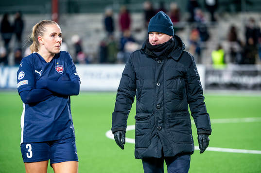 Gudrun Arnardottir of FC Rosengård and head coach Joel