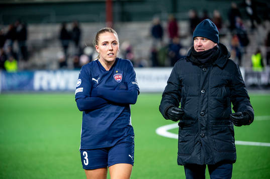 Gudrun Arnardottir of FC Rosengård and head coach Joel