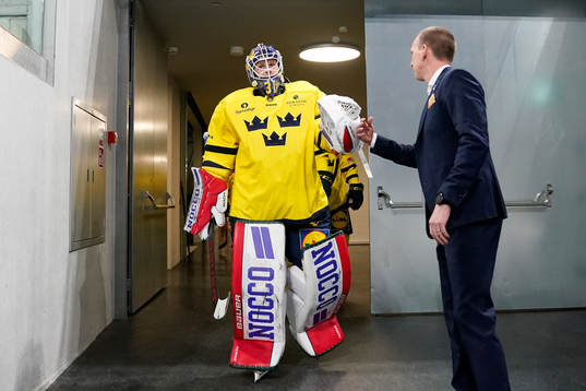 Goaltender Lars Johansson of Sweden