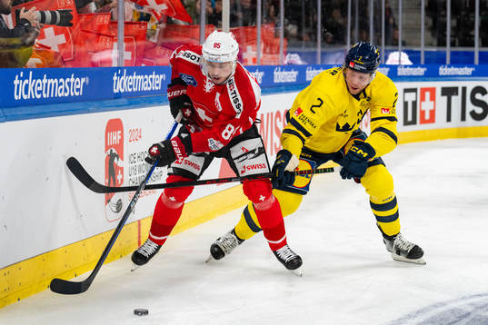 Christian Folin of Sweden in the ice hockey game between