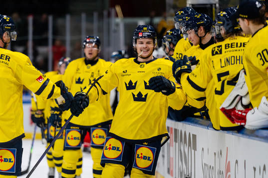 Malte Strömwall of Sweden celebrates the 1-0 goal in the