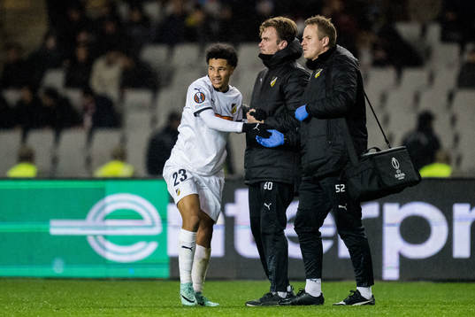 Momodou Lamin Sonko of Häcken receives medical treatment