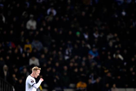 Mikkel Rygaard Jensen of Häcken looks dejected