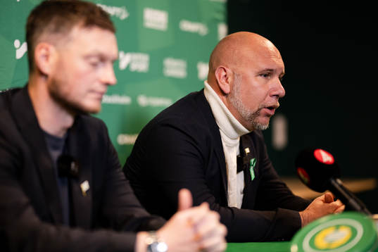 Kim Hellberg  och Hammarbys sportchef Mikael Hjelmberg