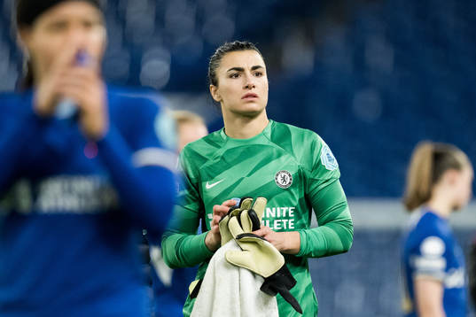 Goalkeeper Zecira Musovic of Chelsea looks dejected