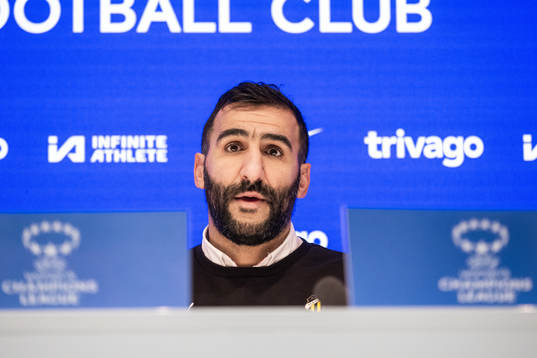 Head coach Mak Lind of Häcken at the press conference