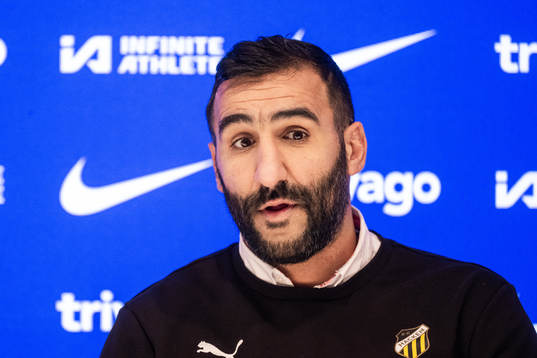 Head coach Mak Lind of Häcken at the press conference