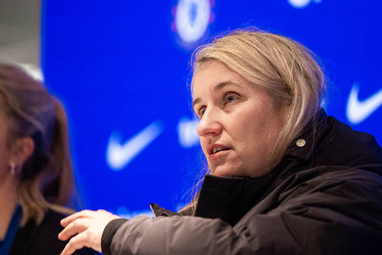 Head coach Emma Hayes of Chelsea at the press conference