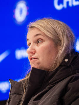 Head coach Emma Hayes of Chelsea at the press conference
