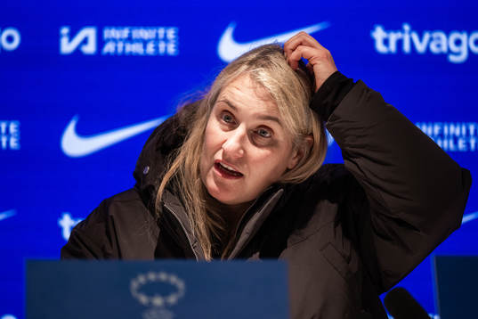 Head coach Emma Hayes of Chelsea at the press conference